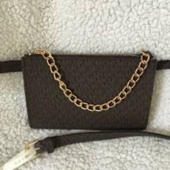 Michael Kors Fanny Pack Belt MK Logo Bag Brown Size XLarge